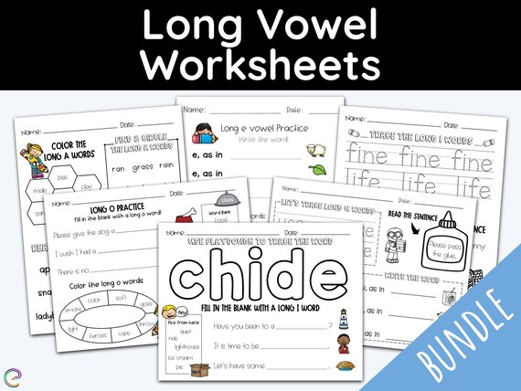 long vowel worksheets mega bundle vowel sounds 2nd grade etsy