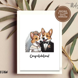 コーギーカード 結婚 婚約 お祝い カード 結婚式 末永く幸せに 犬の結婚カード かわいいカップル 結婚式の日 結婚おめでとう