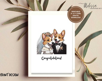 Corgi card wedding engagement congratulations card wedding happily ever after dog wedding card cute couple wedding day marriage congrats