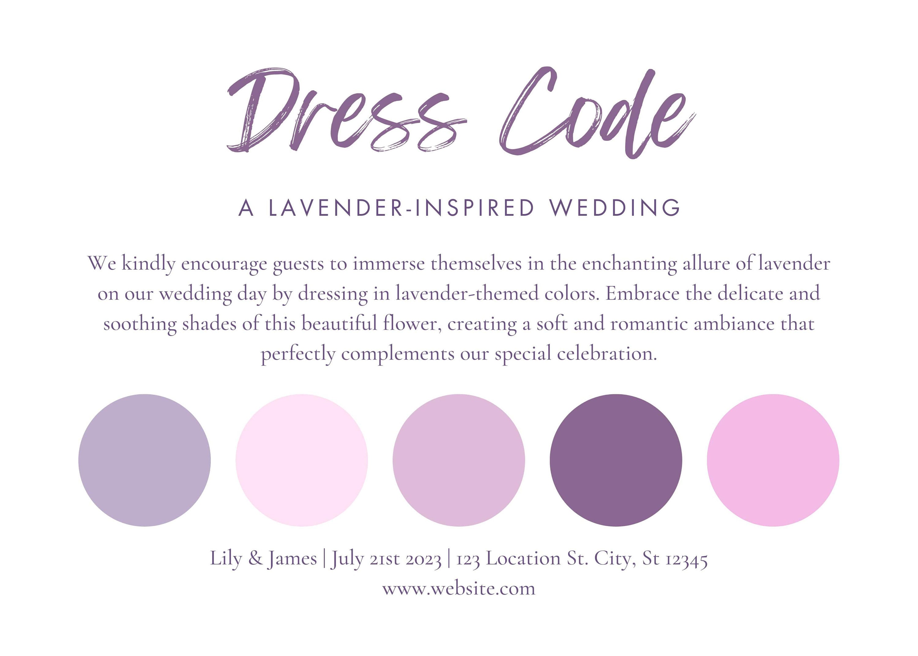 purple dress code Wedding Dress Codes Explained