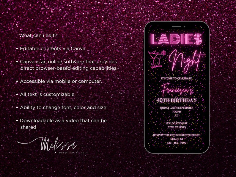 Editable Girls Night Out, Ladies Night, Girls Night In, Bachelorette ...