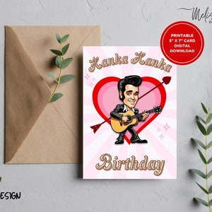 Tarjeta de cumpleaños imprimible de Elvis Presley Elvis Hunka Hunka Feliz cumpleaños Tarjeta de cumpleaños divertida Tarjeta de felicitación de Elvis Regalo de Elvis cumpleaños de celebridades