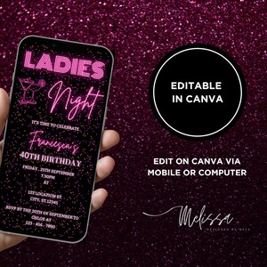 Editable Girls Night Out, Ladies Night, Girls Night In, Despedida de soltera, Cumpleaños, Invitaciones, Day Out, Editables e Invitación digital