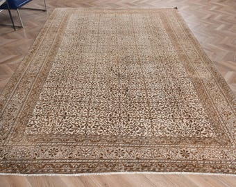 Türkischer Teppich, Vintage Teppich, 200x300 Großer Teppich, Anatolischer Teppich, Teppich Für Salon, 200x250 cm Brauner Teppich, Oushak Teppich, Wollteppich,