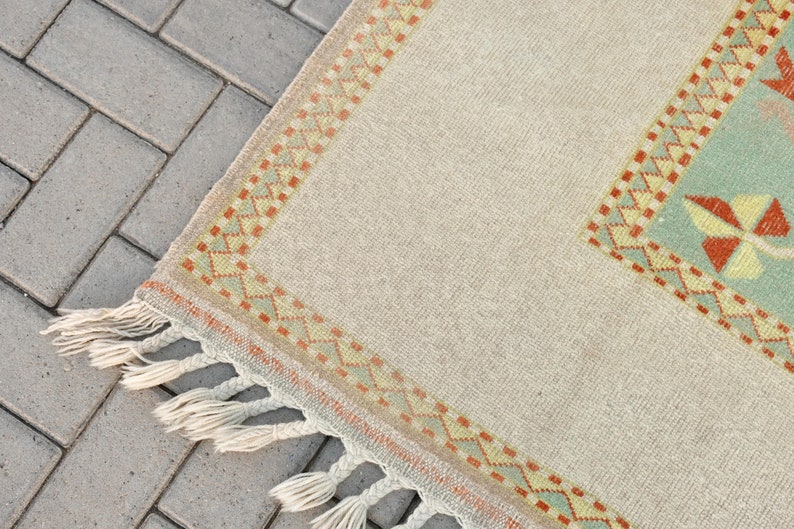 Turkish Rug, Oversize Rug, Vintage Rug, Antique Rug, 82x125 inches Beige Rug, Office Oushak Rug, Decorative Home Decor Rug, 2888 image 9