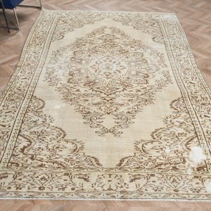 Turkish Rug, 6x8 Large Rug, Vintage Rug, Oushak Rug, Rugs For Salon, 5.7x8.5 ft Beige Rug, Handwoven Vintage Turkish Rug, Large Turkish Rug,