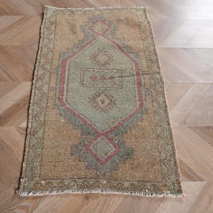Turkish Rug, Vintage Rug, 2x3 Small Rugs, Anatolian Rug, Rugs For Entry, 1.6x2.8 ft Green Rug, Colorful Oushak Rug, Handmade Door Mat,