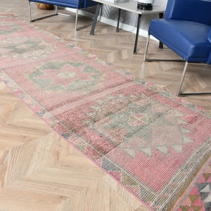Turkish Rug, Runner Rugs, Herki Rug, Vintage Rug, Hallway Rug, Rugs For Stair, 2.9x11.4 ft Pink Rug, Kitchen Rug, Tribal Rug Runner,  5814