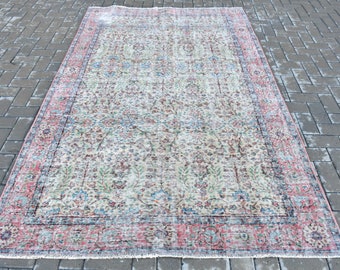 Large Carpet, Vintage Rug, Turkish Rug, Home Decor Carpet, 63x98 inches Green Carpet, Outdoor Oversize Rugs, Bedroom Rugs,  2484