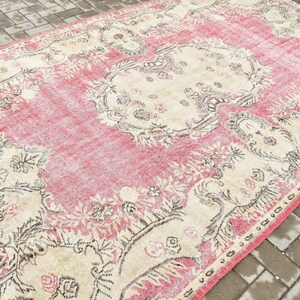 2315 77x122 inches Pink Carpet Turkish Rug Oversize Rug Vintage Rug Organic Salon Rugs Large Carpet Home Decor Rug