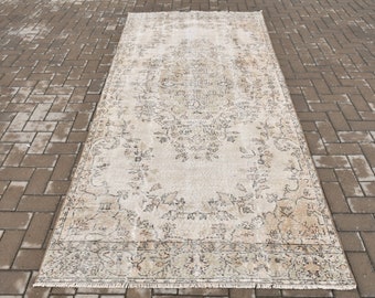 Large Rug, Vintage Rug, Turkish Rug, Antique Carpet, 52x115 inches Beige Rug, Anatolian Living Room Rug, Oversize Rugs,  1123