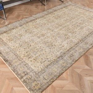 Turkish Rug, 6x10 Large Rugs, Vintage Rug, Anatolian Rug, Rugs For Living Room, 5.5x9.1 ft Beige Rug, Vintage Oushak Rug With Fringe,