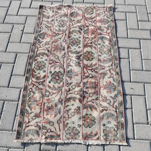 Vintage Rug, Turkish Rug, Small Rug, Oushak Rug, 29x48 inches Green Carpet, Handmade Entry Rugs, Tribal Kitchen Rugs,  202