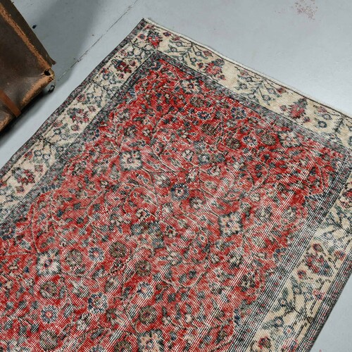 Accent Rug, Vintage Rug, Turkish Rug, Oushak Carpet, 45x78 inches Red Carpet, Outdoor Rug, Entry Carpet, Tribal Area Carpet, shops 3582