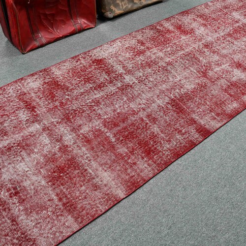 Turkish Rug, Vintage Rug, Overdyed Runner Rugs, Antique Rugs, 40x117 inches shops Red Rugs, Tribal Corridor Rug, Office Rug, Stair Rugs, 4525