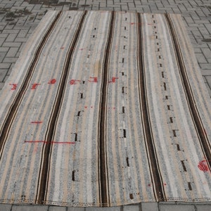 Vintage Kilim, Large Kilim, Turkish Kilim, Home Decor Carpet, 70x106 inches Brown Kilim, Handmade Living Room Kilim, Bedroom Kilim, 775