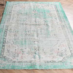 Turks tapijt grote tapijten vintage vervaagd Anatolisch voor slaapkamer 5,3 x 8,9 ft beige salon neutraal Turks noodlijdend interieur Tribal wol schattige kunst