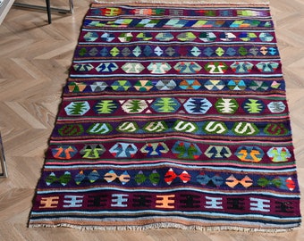 Accent Kilim Vintage Turkish Rugs For Entry Green Tribal Patterned Anatolian Natural Aztec Eclectic Hand Woven Designer Retro Distressed