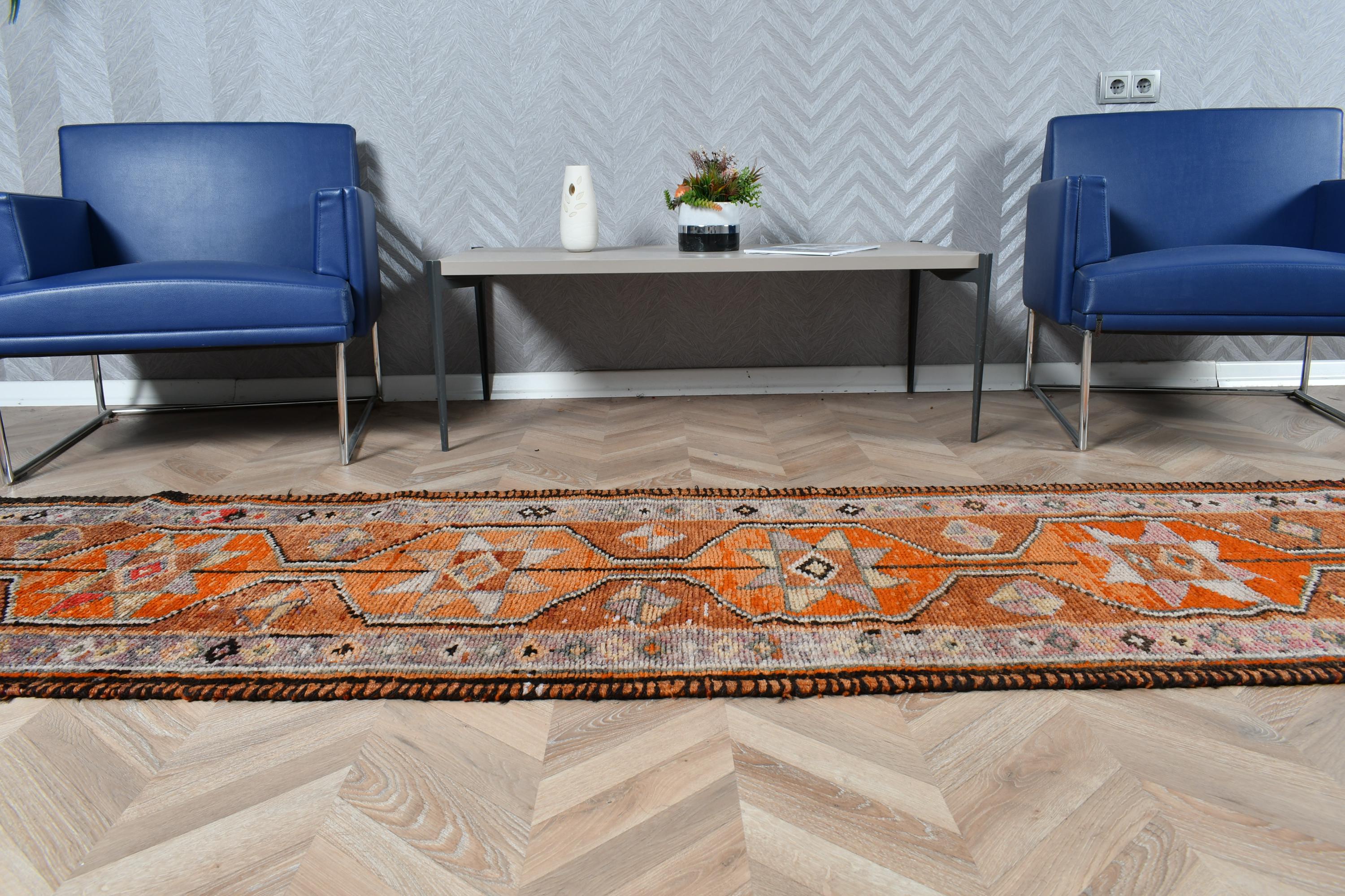 ヴィンテージトルコラグ、76 x 342 cm、オレンジランナー - Etsy 日本