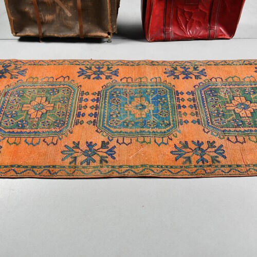 Runner Carpet, Vintage Rug, shops Turkish Rug, Home Decor Rug, 35x121 inches Orange Carpet, Decorative Stair Rug, Office Rug, Kitchen Carpet, 3277