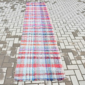 Turkish Kilim Runner, Vintage Kilim, 80x349cm Colorful Kilim, Home Decor, 3x11ft Striped Kilim, Hallway Rug, Handmade Turkish Rug