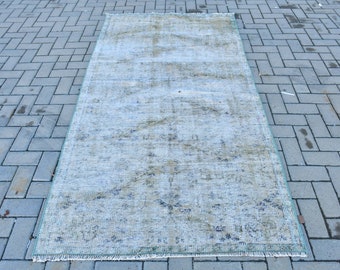 Area Carpet, Vintage Rug, Turkish Rug, Oushak Carpet, 47x90 inches Beige Rug, Handmade Indoor Rugs, Bohemian Bedroom Rug,  2511