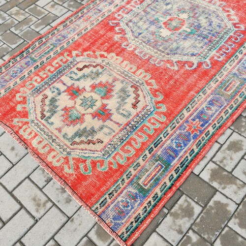 Area Carpet, Turkish Rug, Vintage Rug, Home Decor Rug, 53x94 inches Red Carpet, Outdoor shops Bedroom Rug, Tribal Indoor Carpet, 1699