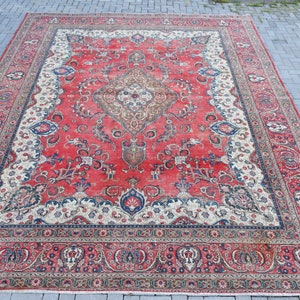 Turkish Rug, Vintage Rug,  Oversize Carpet, Oushak Rug, 132x170 inches Red Carpet, Turkey Wholesale Carpet, Handmade Home Decor Rugs,  217