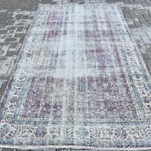 Large Rug, Turkish Rug, Vintage Rug, Antique Carpet, 58x102 inches Purple Rug, Decorative Salon Carpet, Handwoven Living Room Rug,  869
