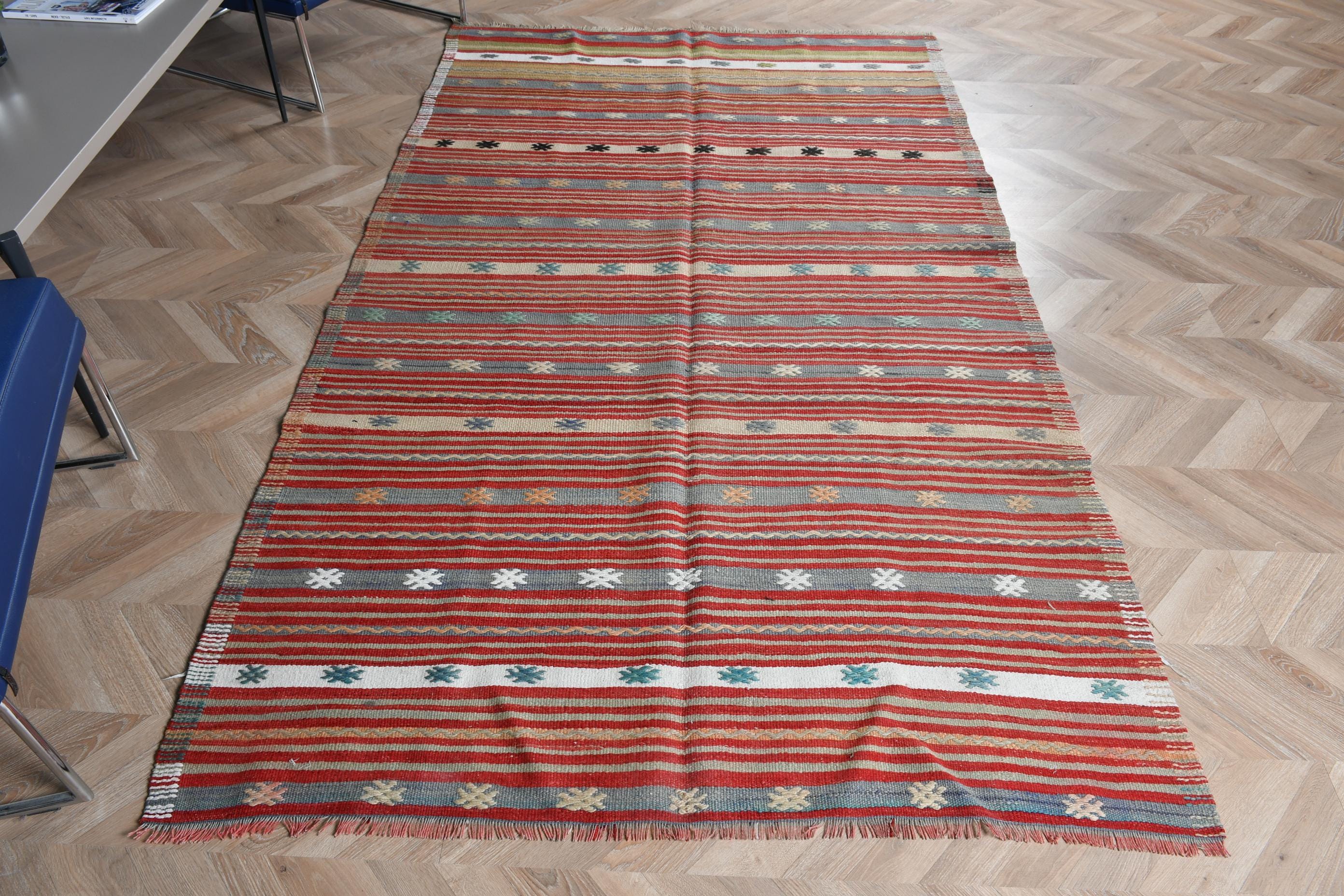 ヴィンテージキリム 3x3.8ft Vintage Striped Rug Vintage Kilim Rug Vintage