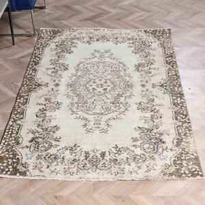 Vintage Rug, Area Rug, Turkish Rug, Anatolian Rug, Rugs For Dining Room, 3.9x6.3 ft Brown Rug, Flower Pattern Rugs, Turkish Area Rug,