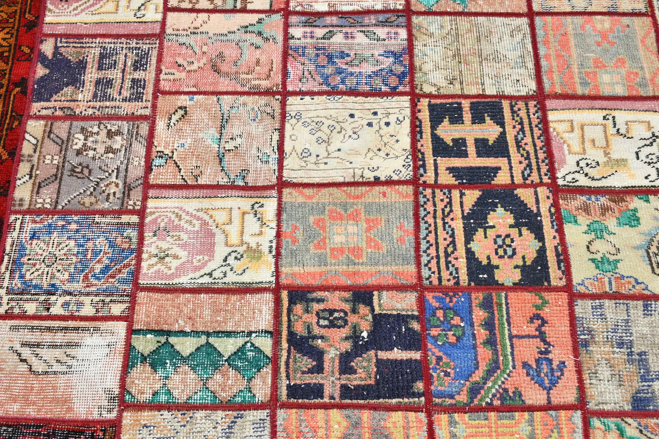 Turkish Vintage Patchwork Rug, Handwoven Unique Carpet, 104x159cm