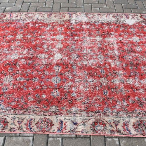 Vintage Rug, Area Rug, shops Turkish Rug, Home Decor Rug, 59x91 inches Red Rug, Tribal Indoor Carpet, Wool Bedroom Carpet, 1327