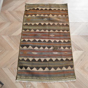 ヴィンテージキリム、小さなキリム、トルコキリム、幾何学的な