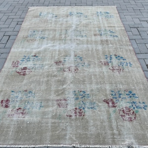 Vintage Rug, Large Carpet, Turkish Rug, Home Decor Rug, 61x97 inches Beige Rug, Bohemian Salon Rugs, Anatolian Living Room Rug,  445