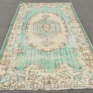 Vintage Rug, Turkish Rug, Large Carpet, Antique Rug, 63x109 inches Beige Carpet, Decorative Salon Rug, Turkey Living Room Rug,  4282