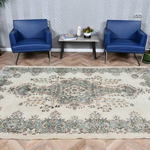 Turkish Rug, Large Rug, Vintage Rug, Antique Rugs, Oushak Rug, Rugs For Bedroom, 5.8x8.8 ft Beige Rug, Wool Rug, Large Vintage Rug,  5346