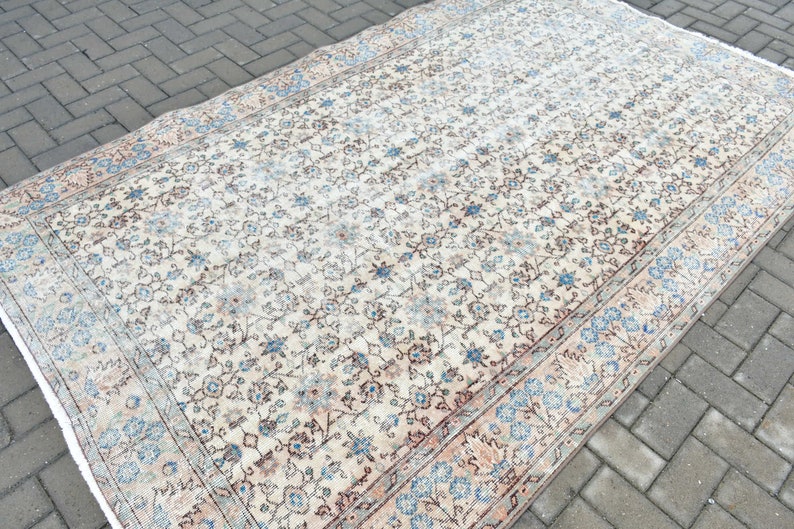 Vintage Rug, Large Carpet, Turkish Rug, Home Decor Rug, 66x108 inches Beige Rug, Bohemian Bedroom Rug, Handwoven Oversize Rugs, 2194 image 2