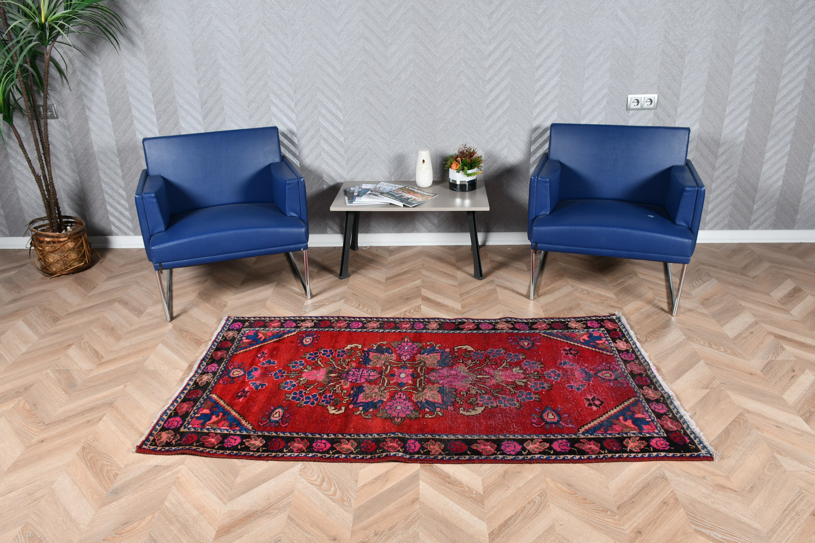No.50 ヴィンテージラグ　M　トルコ　マット turkish rug TurkishRugOriental - Etsy 日本