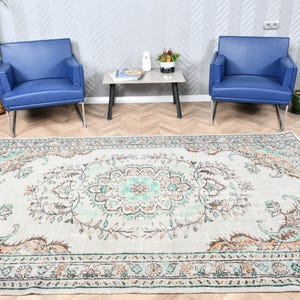 Turkish Vintage Rug, Ornate Large Rug, Decorative Floor Rug, Bohemian Style, 6x9ft Handmade Anatolian Rug