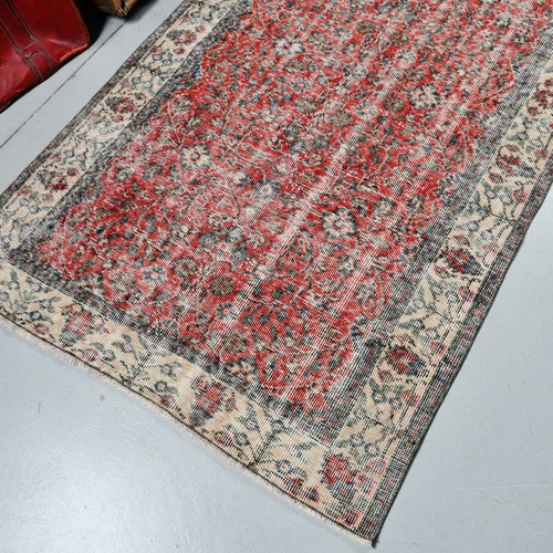Accent Rug, Vintage Rug, Turkish Rug, Oushak Carpet, 45x78 inches Red Carpet, Outdoor Rug, Entry Carpet, Tribal Area Carpet, shops 3582