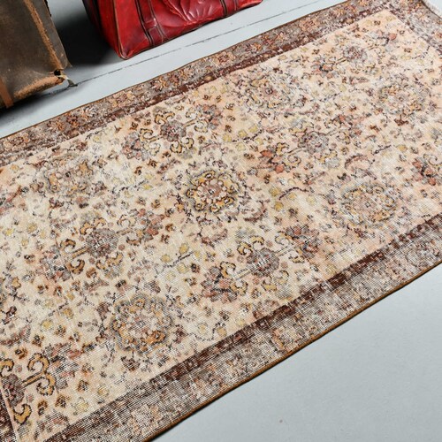 Turkish Rug, Accent Carpet, Vintage Rug, Antique Carpet, 41x79 inches Beige Rug, Organic Area Rug, Handwoven Entry Rugs, shops 3345