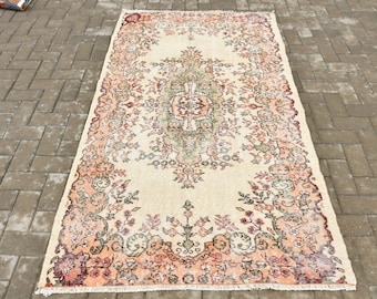 Turkish Rug, Area Rug, Vintage Rug, Oushak Rug, 47x82 inches Beige Rug, Bohemian Floor Rug, Decorative Indoor Carpet,  1733