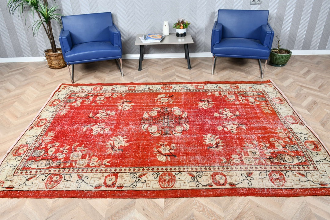 Large Rugs, Turkish Rug, Vintage Rug, Floral Oushak Rug, Rugs for