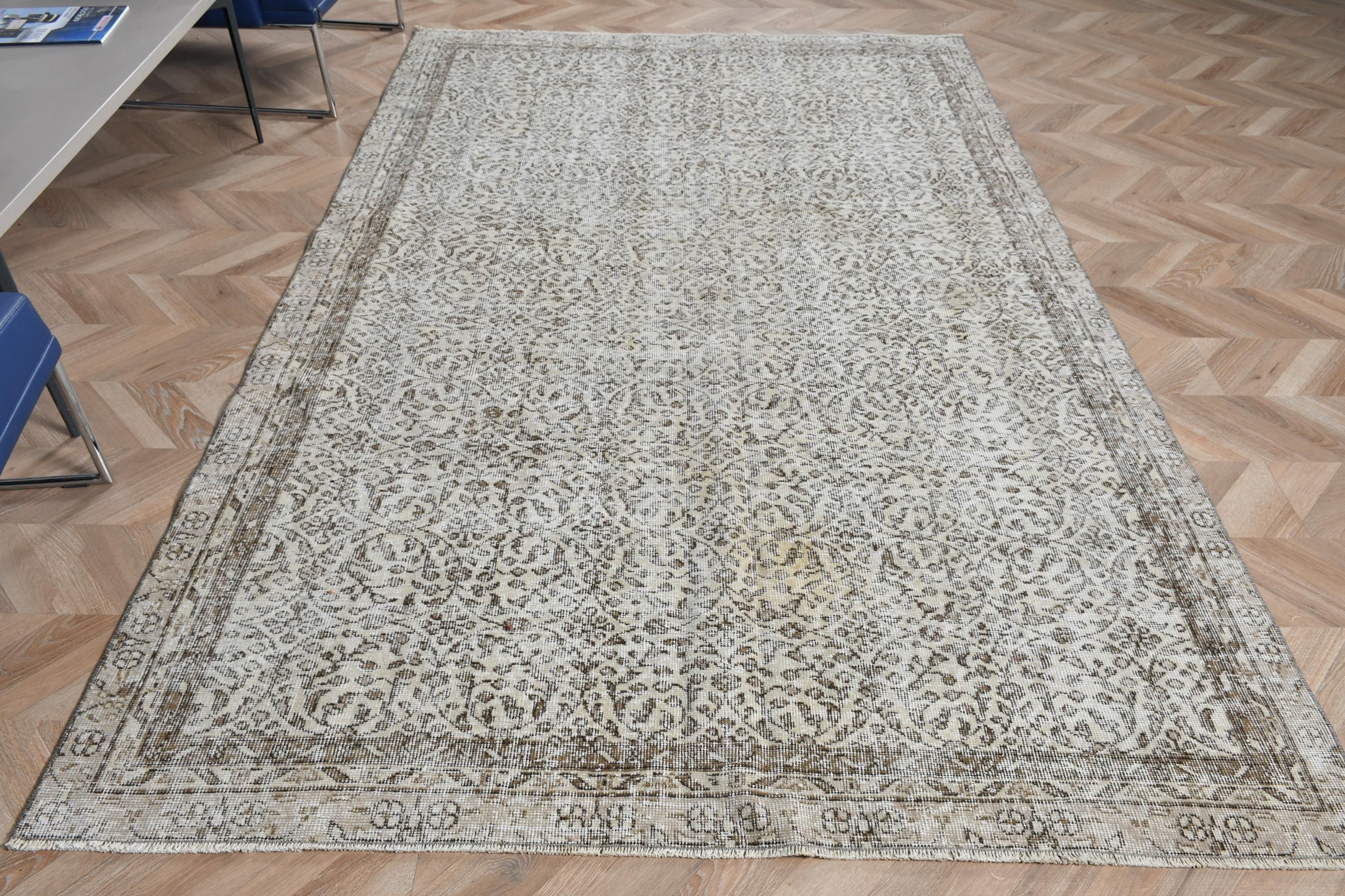 Turkish Rug, Vintage Rug, 6x9 Large Rug, Oushak Rug, Rugs for