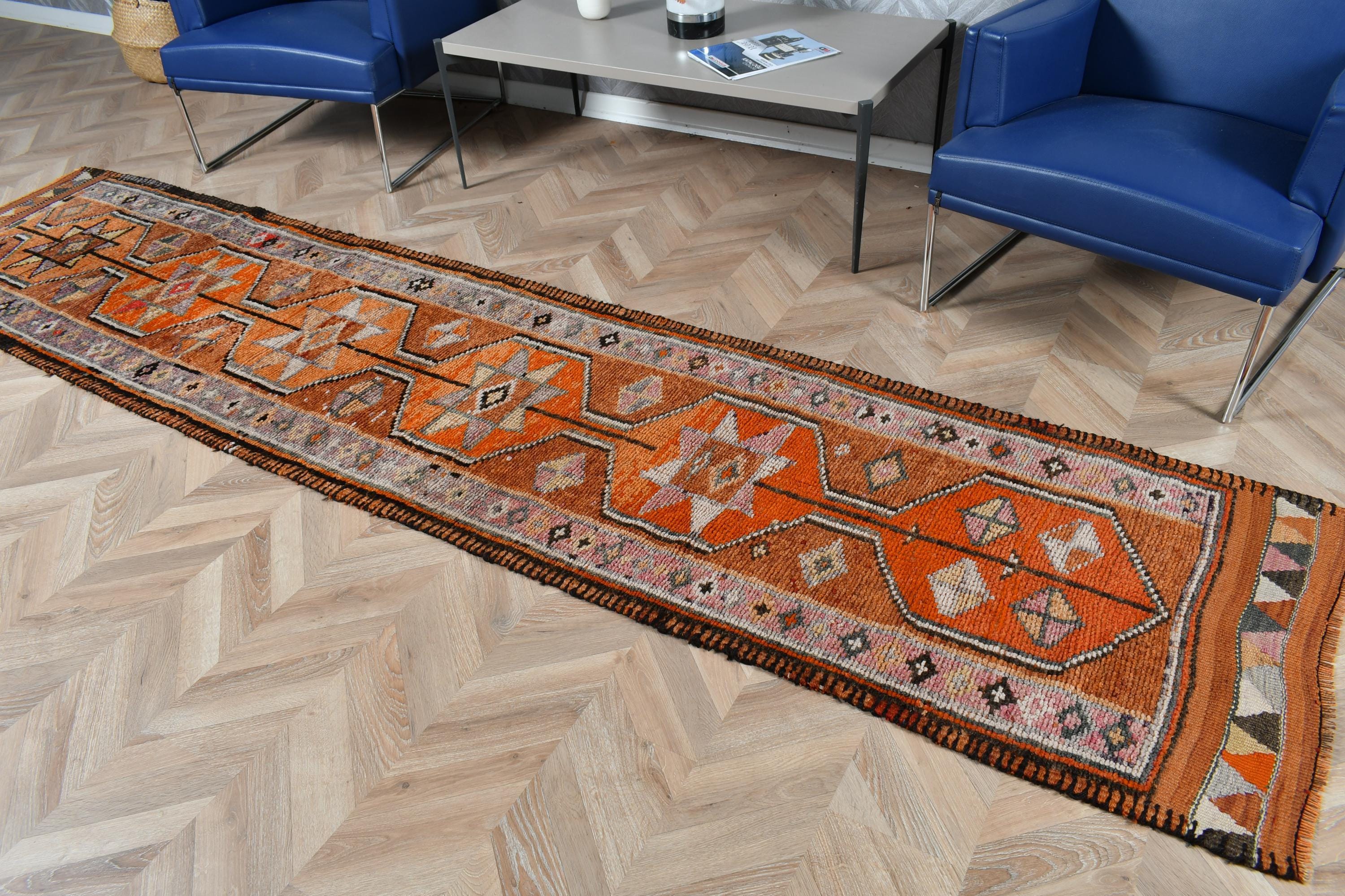 ヴィンテージトルコラグ、76 x 342 cm、オレンジランナー - Etsy 日本