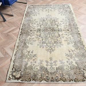Vintage Rug, Turkish Rug, Area Rug, Anatolian Rug, Rugs For Living Room, 3.9x6.8 ft Brown Rug, Oushak Rug, Wool Rug, Boho Area Rug,  5001
