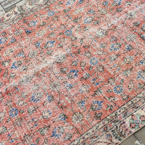 Vintage Rug, Turkish Rug, Area Rug, Oushak Rug, 55x91 inches Red Rug, Anatolian Floor Carpet, shops Indoor Carpet, Tribal Bedroom Rugs, 1675