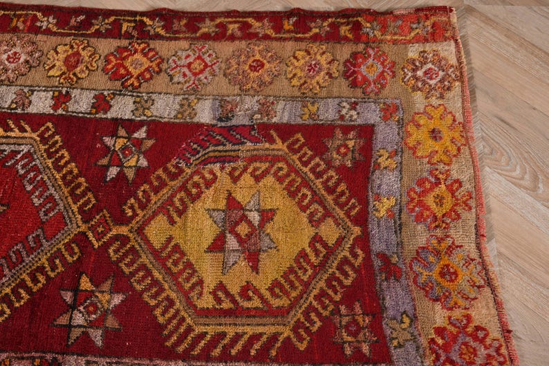 4x6 Accent Rug, Vintage Rug, Turkish Rug, Oushak Rugs, Rugs for Dining