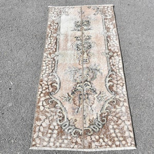 Small Carpet, Vintage Rug, Turkish Rug, Antique Carpet, 25x50 inches Beige Carpet, Turkey Little Carpet, Decorative Kitchen Carpet,  51